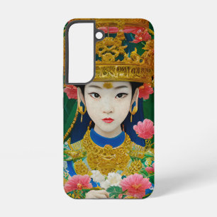 Coque Samsung Galaxy Fille asiatique abstraite de style vintage avec de