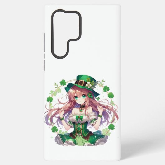 Coque Samsung Galaxy Fille d'anime de la Saint Patrick's Day (Verso)