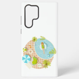 Coque Samsung Galaxy fille de fête en piscine avec un bikini sur la pla