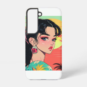Coque Samsung Galaxy Fille du coucher de soleil animé tropical