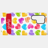 Coque Samsung Galaxy Fille moderne Vibrant Doodled Hearts Nom du Motif (Verso Horizontal)