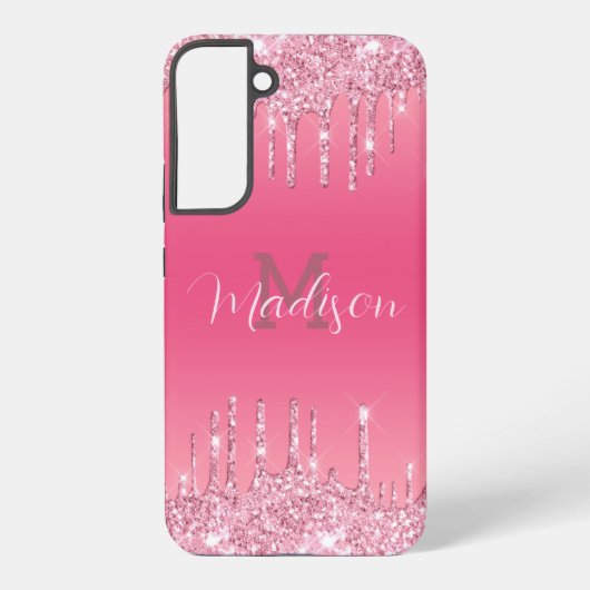 Coque Samsung Galaxy Fille Parties scintillant rose goutte Monogramme A (Verso)