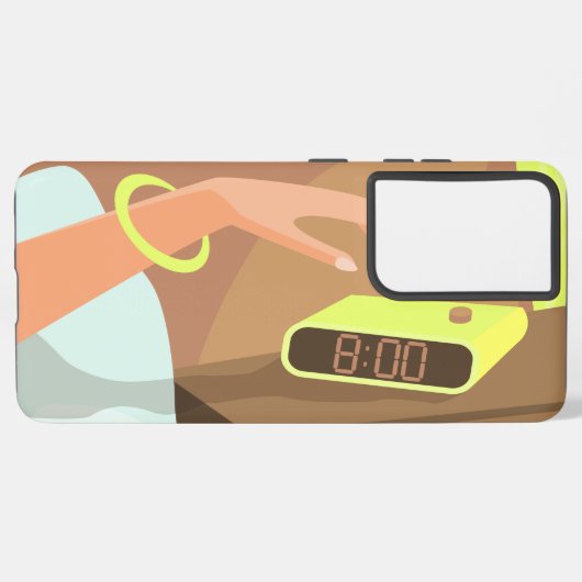 Coque Samsung Galaxy Filles main poussant sur le bouton snooze du révei (Verso Horizontal)