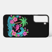 Coque Samsung Galaxy Flamant rose de néon tropical (Verso Horizontal)
