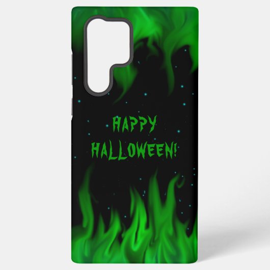Coque Samsung Galaxy Flammes vertes dans le ciel étoilé (Verso)