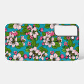Coque Samsung Galaxy Fleur d'Apple sur le turquoise (Verso Horizontal)