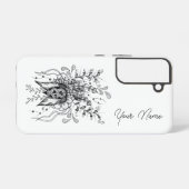 Coque Samsung Galaxy Fleur d'art Zen Doodle, noir et blanc - (Verso Horizontal)