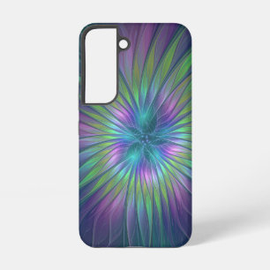 Coque Samsung Galaxy Fleur de fantaisie colorée et brillante Art fracta