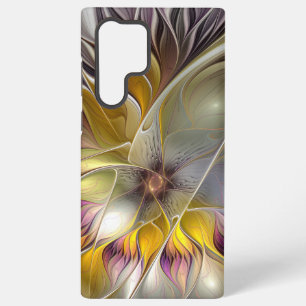 Coque Samsung Galaxy Fleur de fantaisie fractale moderne colorée abstra