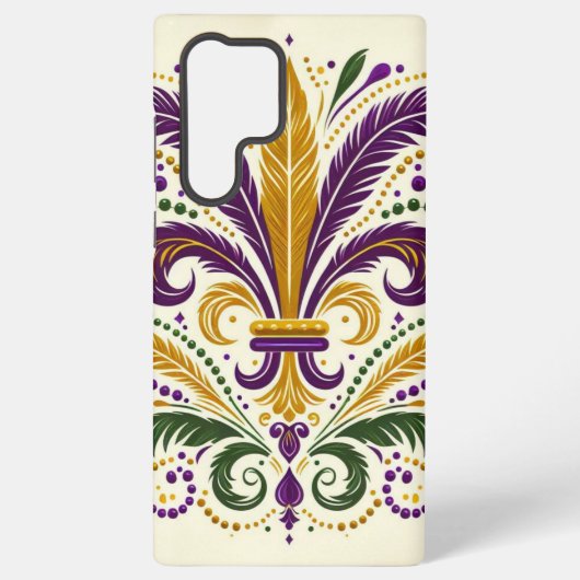 Coque Samsung Galaxy Fleur de lis jaune et vert violet (Verso)