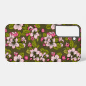 Coque Samsung Galaxy Fleur de pomme sur vert foncé (Verso Horizontal)