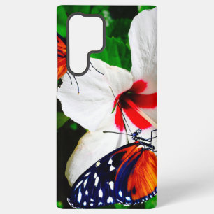 Coque Samsung Galaxy Fleur d'Hibiscus avec 2 papillons Longwing tigre