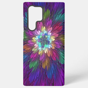 Coque Samsung Galaxy Fleur psychédélique colorée Art fractal Abstrait
