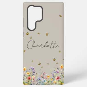 Coque Samsung Galaxy Fleur sauvage et papillon à l'aquarelle colorée
