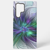Coque Samsung Galaxy Fleur vert violet Art Abstrait moderne Fractal (Verso)