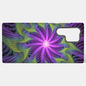 Coque Samsung Galaxy Fleuron vert violet Art Abstrait fractal moderne (Verso Horizontal)