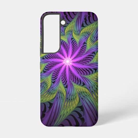 Coque Samsung Galaxy Fleuron vert violet Art Abstrait fractal moderne (Verso)