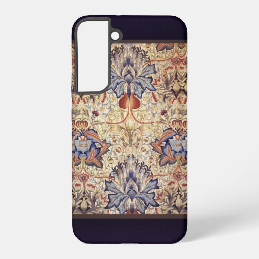 Coque Samsung Galaxy Fleurs Bleues Et Dorées (Verso)