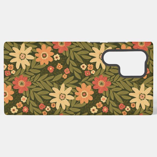 Coque Samsung Galaxy Fleurs bohèmes dans les tons terre (Verso Horizontal)