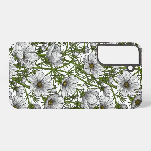 Coque Samsung Galaxy Fleurs cosmos blanches (Verso Horizontal)
