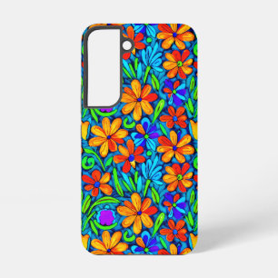Coque Samsung Galaxy Fleurs d'art populaire colorées vives