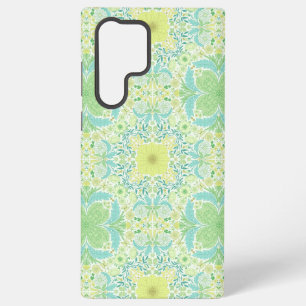 Coque Samsung Galaxy Fleurs de jardin rétro en vert et jaune