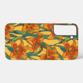 Coque Samsung Galaxy Fleurs de jour tawny, bleu et jaune (Verso Horizontal)