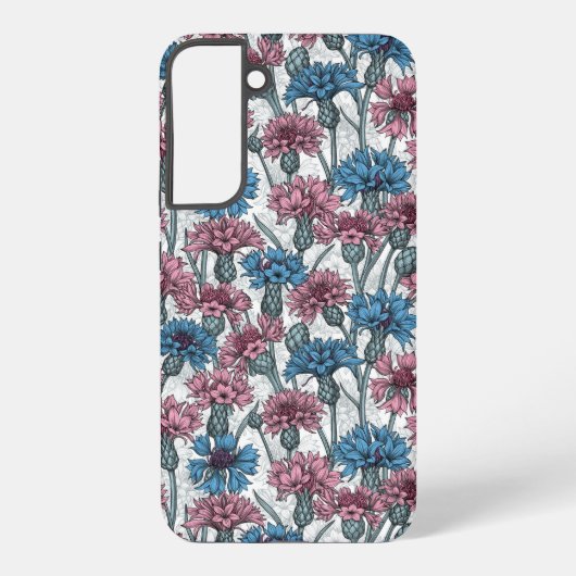 Coque Samsung Galaxy Fleurs de maïs roses et bleues, fleurs sauvages su (Verso)