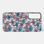 Coque Samsung Galaxy Fleurs de maïs roses et bleues, fleurs sauvages su (Verso Horizontal)