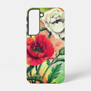 Coque Samsung Galaxy Fleurs de pavot blanc rouge