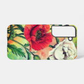Coque Samsung Galaxy Fleurs de pavot blanc rouge (Verso Horizontal)