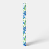 Coque Samsung Galaxy Fleurs d'eau bleu, fleurs sauvages sur blanc (Côté gauche)