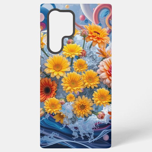 Coque Samsung Galaxy Fleurs et vagues océaniques (Verso)