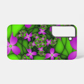 Coque Samsung Galaxy Fleurs fractales néon rose vert moderne abstrait (Verso Horizontal)