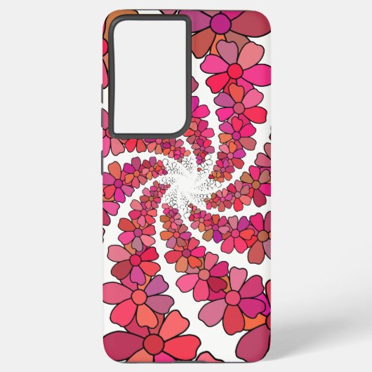 Coque Samsung Galaxy Fleurs mauves roses super rétro spirale géométriqu (Verso)