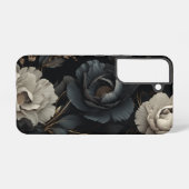 Coque Samsung Galaxy Fleurs noires et blanches (Verso Horizontal)