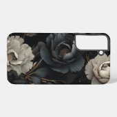 Coque Samsung Galaxy Fleurs noires et blanches (Verso Horizontal)