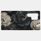 Coque Samsung Galaxy Fleurs noires et blanches (Verso Horizontal)
