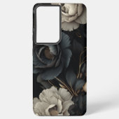 Coque Samsung Galaxy Fleurs noires et blanches (Verso)