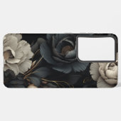 Coque Samsung Galaxy Fleurs noires et blanches (Verso Horizontal)