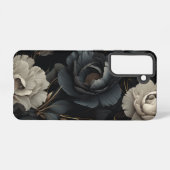 Coque Samsung Galaxy Fleurs noires et blanches (Verso Horizontal)
