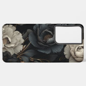 Coque Samsung Galaxy Fleurs noires et blanches (Côté gauche)