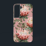 Coque Samsung Galaxy Fleurs Protea Fynbos rose blanc Boîtier de télépho<br><div class="desc">Elégant design floral Immergez-vous dans la beauté époustouflante de notre dernier design avec de grandes fleurs de protéa rose et de délicates petites fleurs de fynbos blancs sur un arrière - plan rose sombre. Cette impression carrelée haute résolution capte l'essence de l'élégance de la nature, ce qui en fait un...</div>