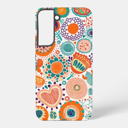 Coque Samsung Galaxy Fleurs rétro colorées motif 3a (Verso)