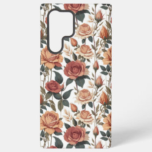 Coque Samsung Galaxy Fleurs romantiques antiques roses rouges Cottageco