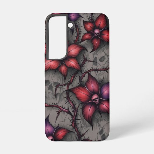 Coque Samsung Galaxy Fleurs rouges foncées et vignes épineuses (Verso)