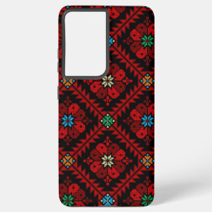 Coque Samsung Galaxy Fleurs rouges Palestine Broderie tatreez Motif