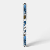 Coque Samsung Galaxy Fleurs sauvages blanches et papillons bleus (Côté gauche)