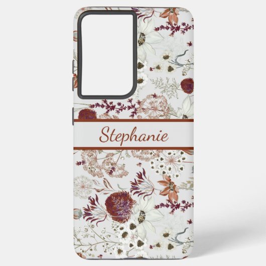 Coque Samsung Galaxy Fleurs sauvages bourguignons modernes | Élégant Bo (Verso)