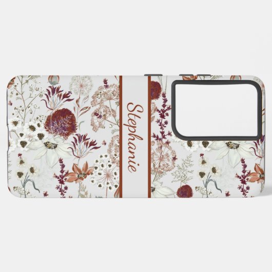 Coque Samsung Galaxy Fleurs sauvages bourguignons modernes | Élégant Bo (Côté gauche)